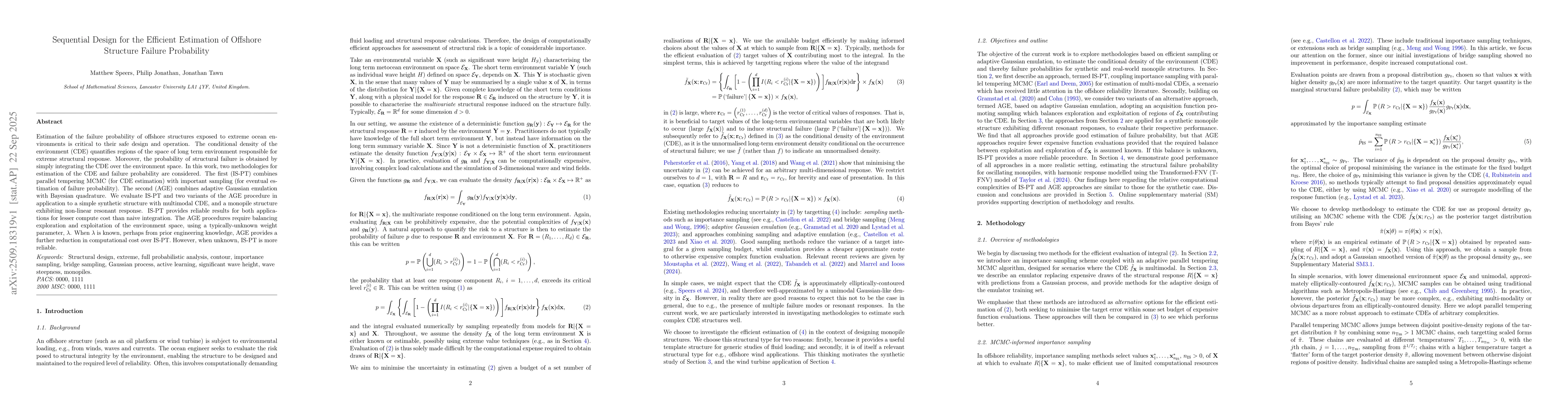 Thumbnail for Sequential Design for the Efficient Estimation of Offshore Structure
  Failure Probability