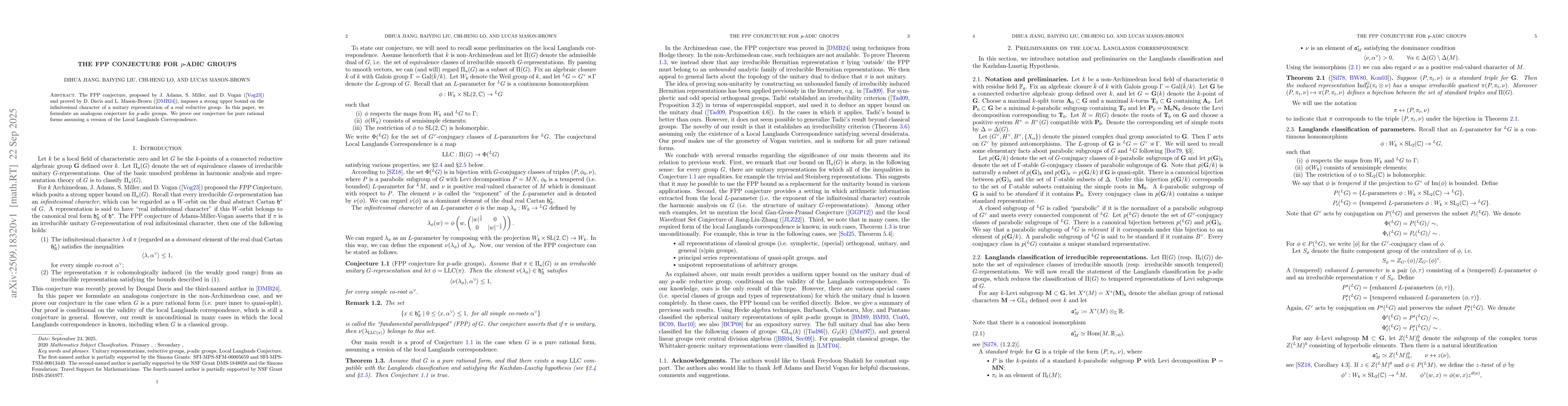 Thumbnail for The FPP Conjecture for p-adic Groups