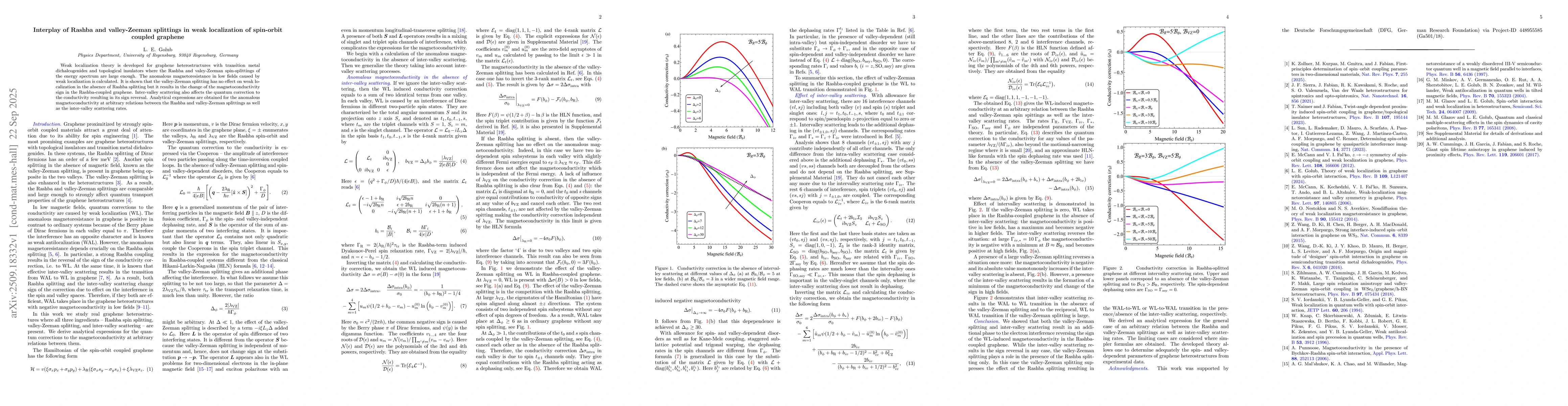 Thumbnail for Interplay of Rashba and valley-Zeeman splittings in weak localization of
  spin-orbit coupled graphene
