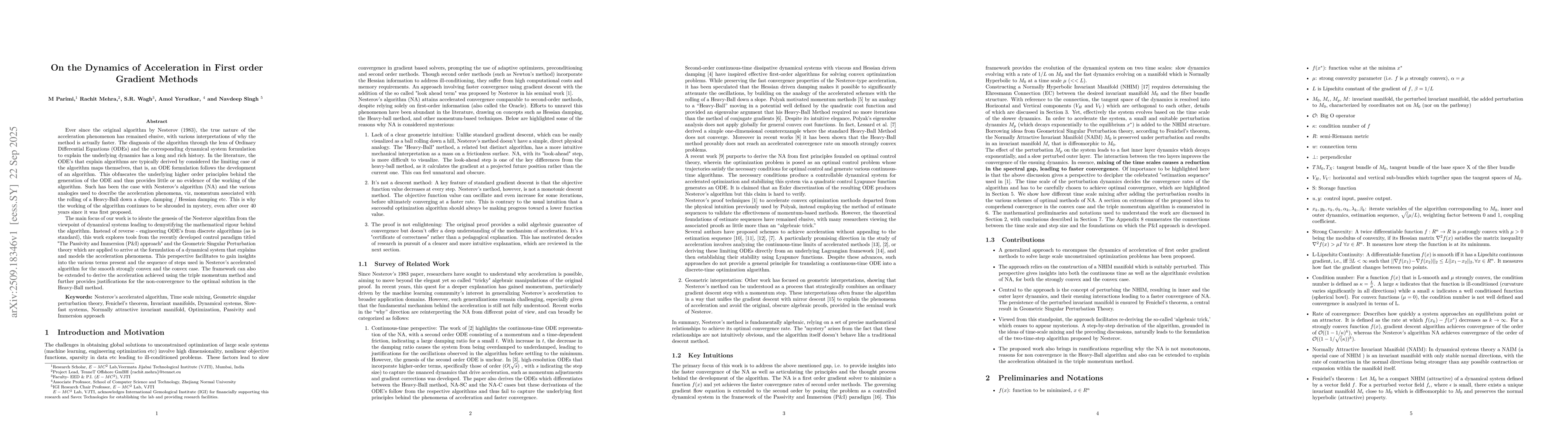Thumbnail for On the Dynamics of Acceleration in First order Gradient Methods