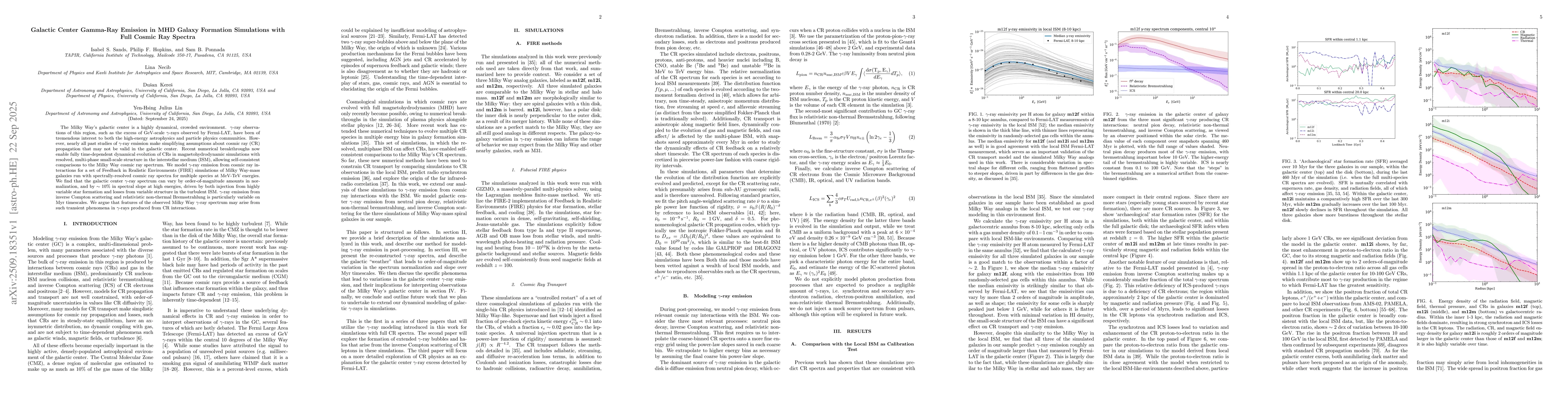 Thumbnail for Galactic Center Gamma-Ray Emission in MHD Galaxy Formation Simulations
  with Full Cosmic Ray Spectra