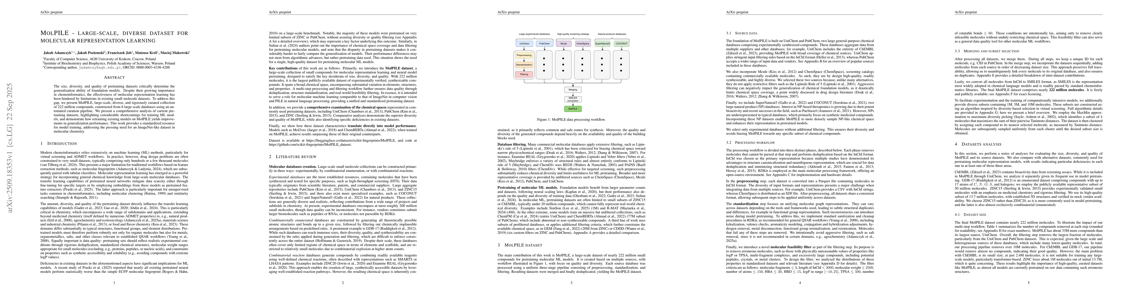 Thumbnail for MolPILE - large-scale, diverse dataset for molecular representation
  learning