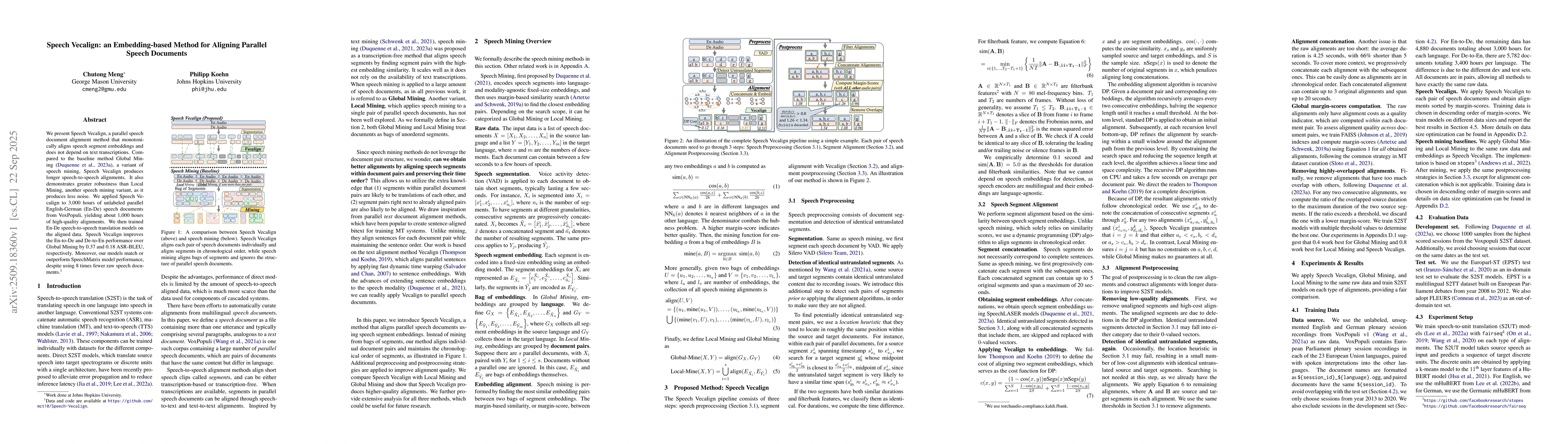 Thumbnail for Speech Vecalign: an Embedding-based Method for Aligning Parallel Speech
  Documents