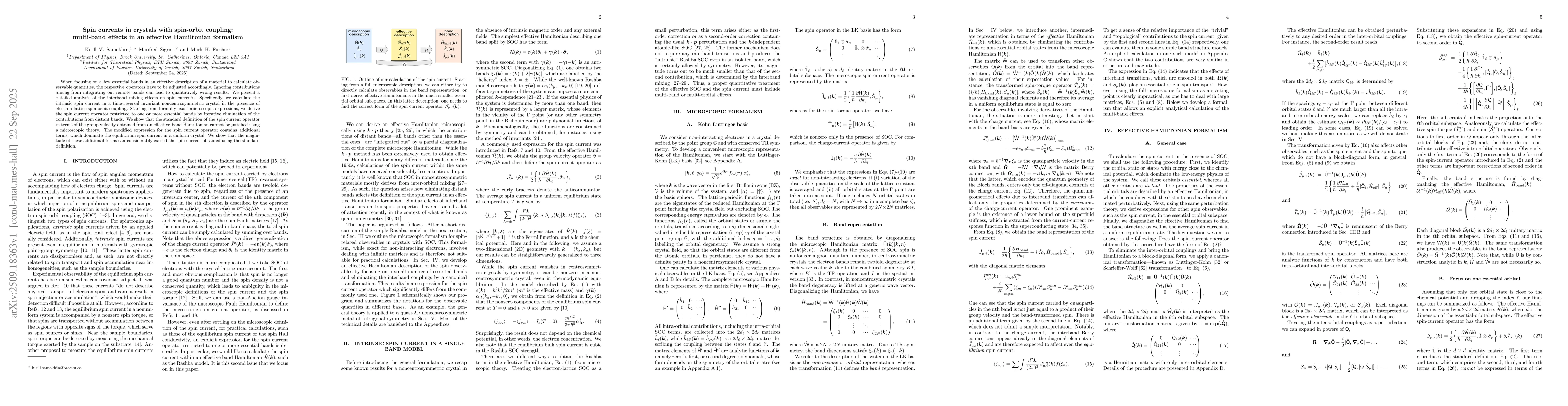 Thumbnail for Spin currents in crystals with spin-orbit coupling: multi-band effects
  in an effective Hamiltonian formalism