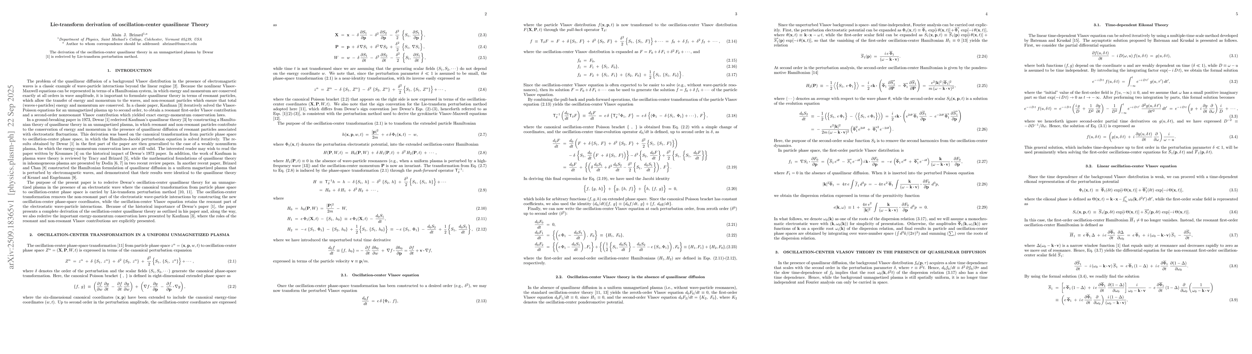 Thumbnail for Lie-transform derivation of oscillation-center quasilinear theory