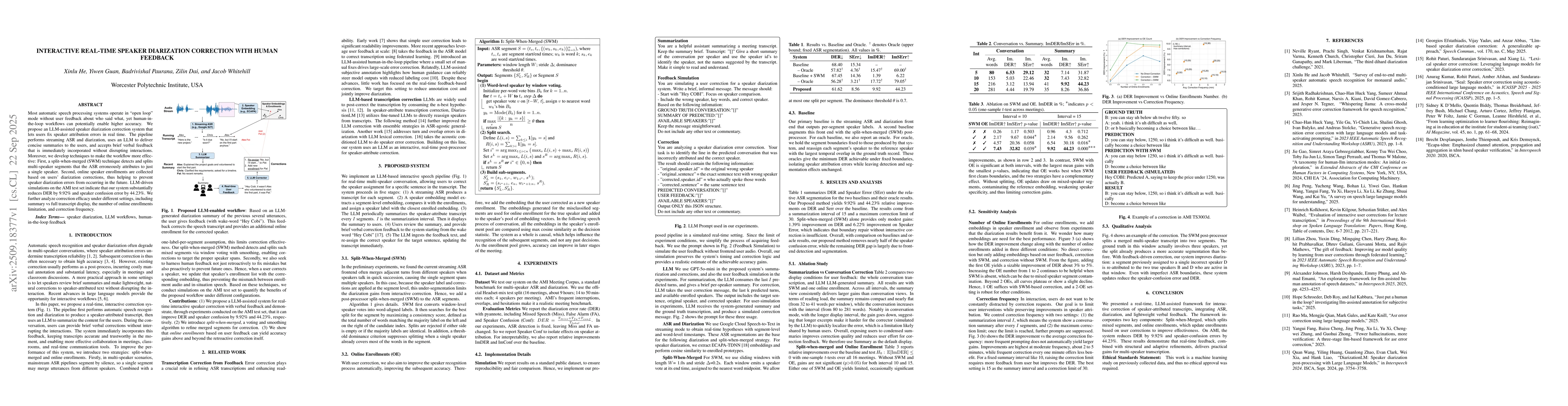 Thumbnail for Interactive Real-Time Speaker Diarization Correction with Human Feedback