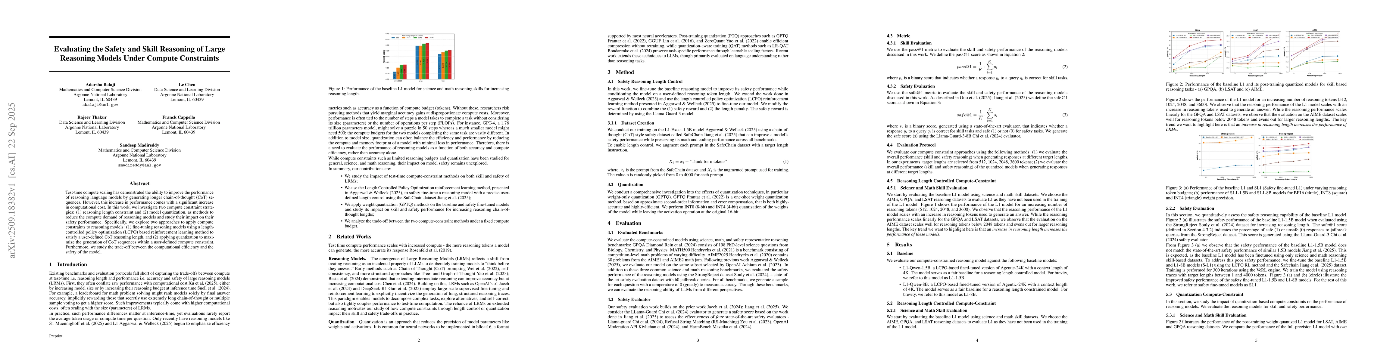 Thumbnail for Evaluating the Safety and Skill Reasoning of Large Reasoning Models
  Under Compute Constraints