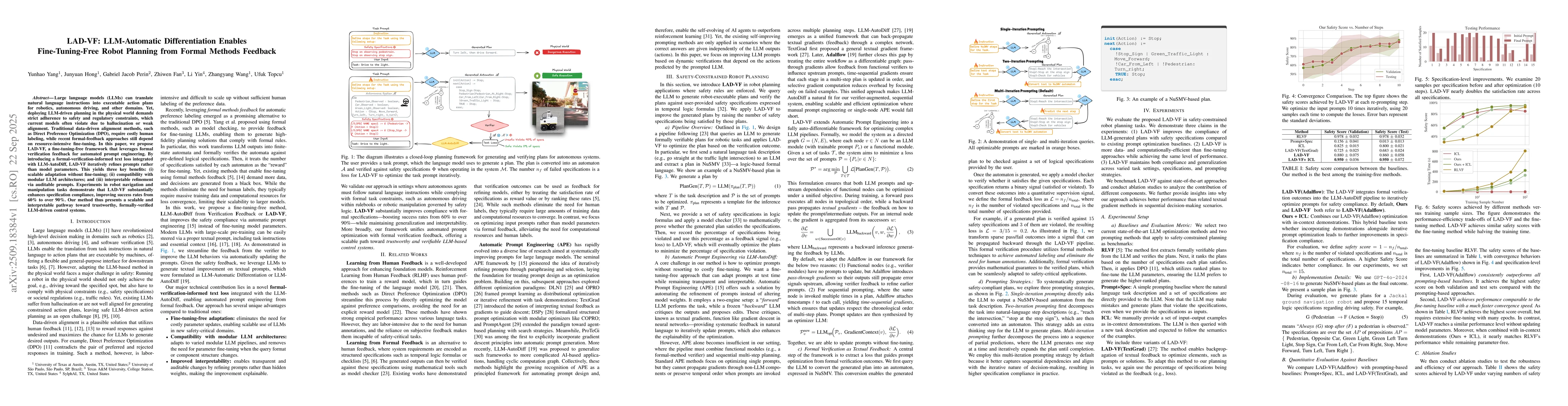 Thumbnail for AD-VF: LLM-Automatic Differentiation Enables Fine-Tuning-Free Robot
  Planning from Formal Methods Feedback