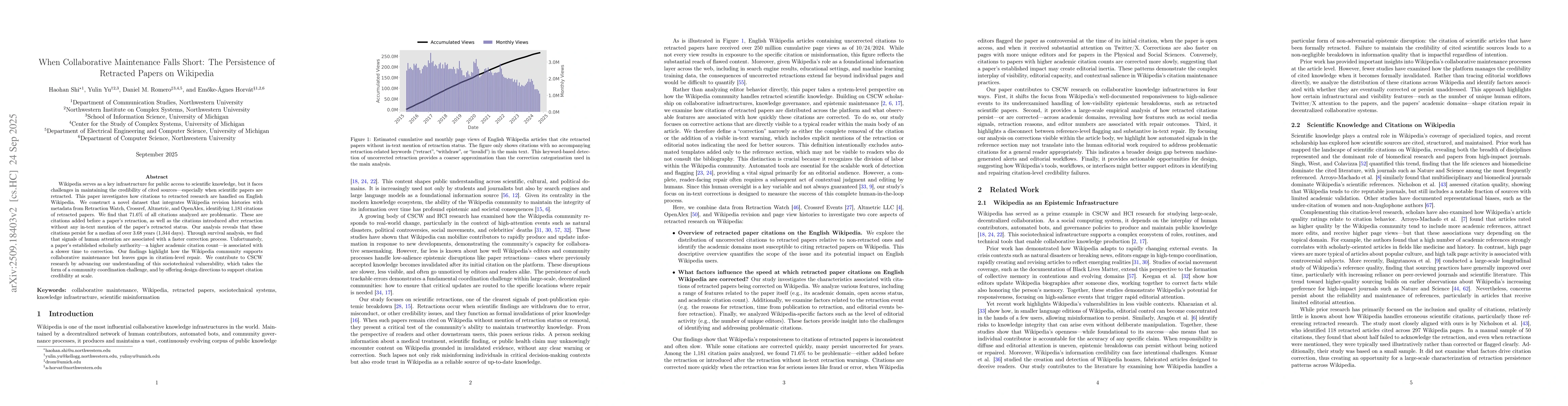Thumbnail for When Collaborative Maintenance Falls Short: The Persistence of Retracted
  Papers on Wikipedia