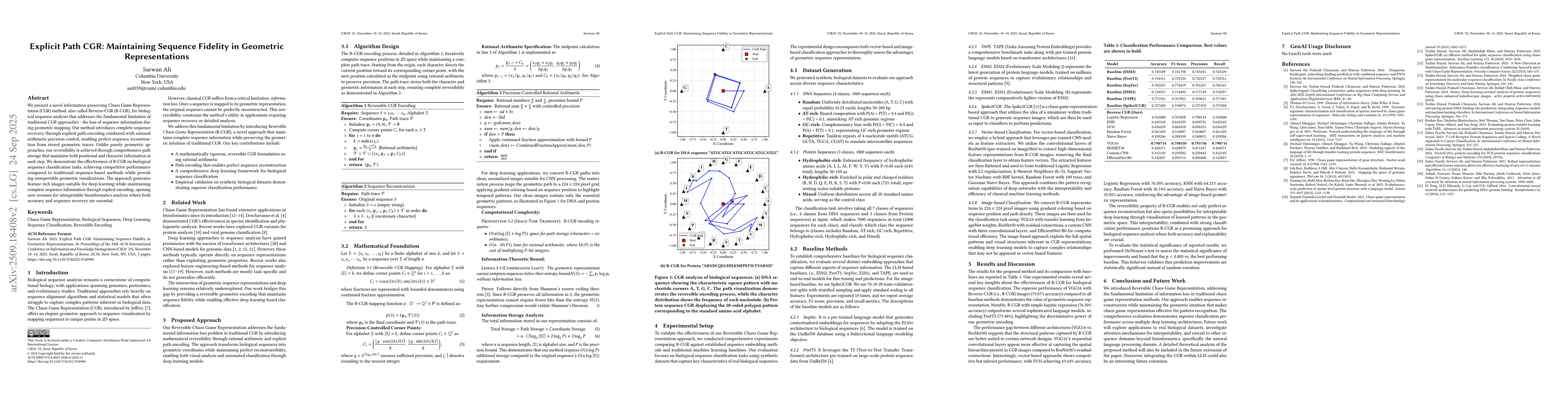 Thumbnail for Explicit Path CGR: Maintaining Sequence Fidelity in Geometric
  Representations