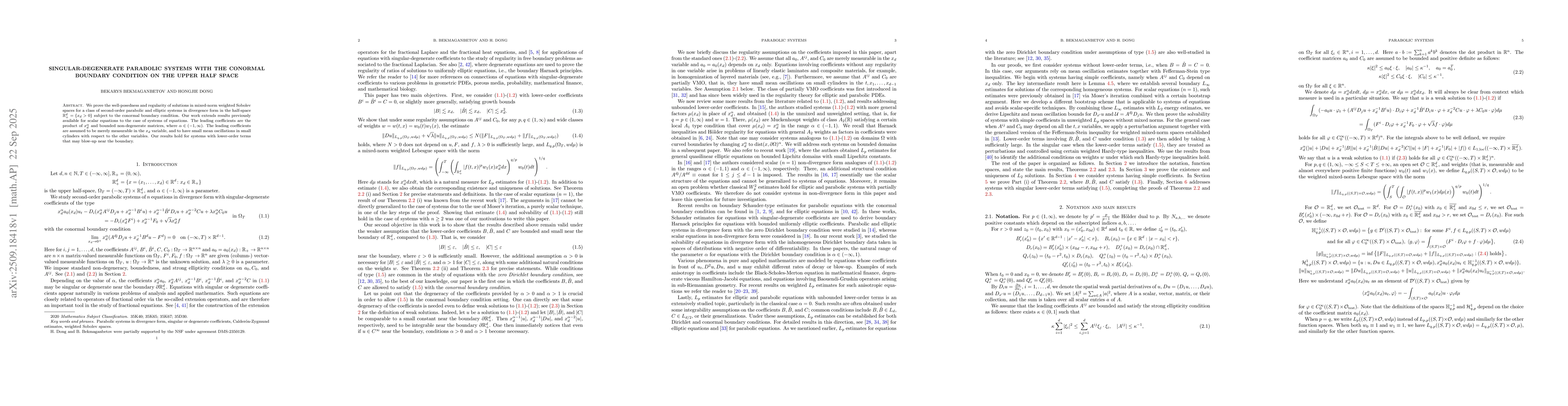 Thumbnail for Singular-degenerate parabolic systems with the conormal boundary
  condition on the upper half space