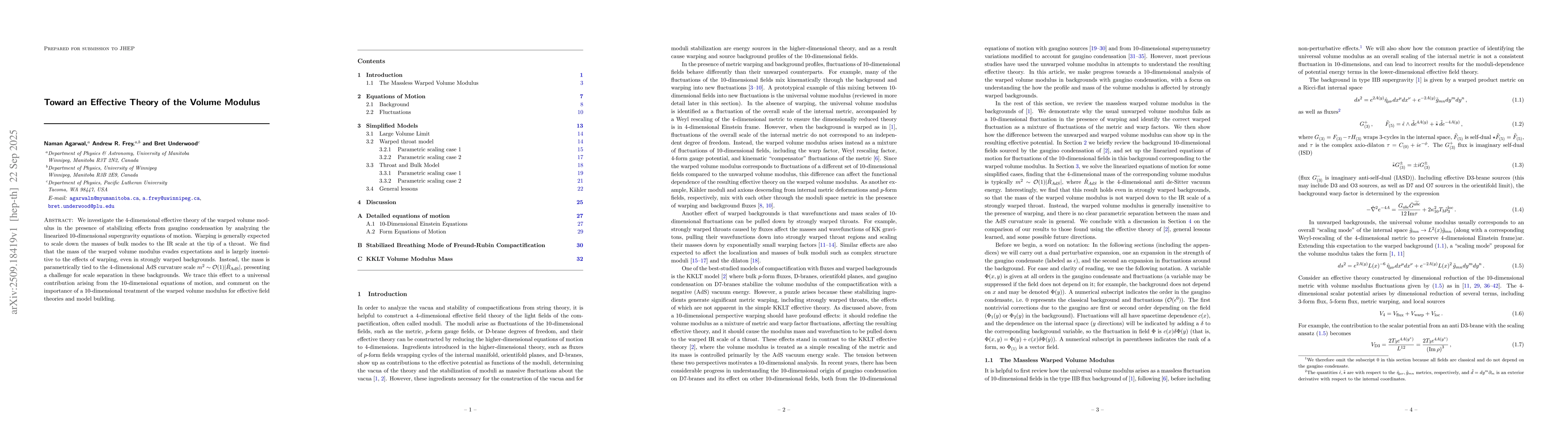 Thumbnail for Toward an Effective Theory of the Volume Modulus
