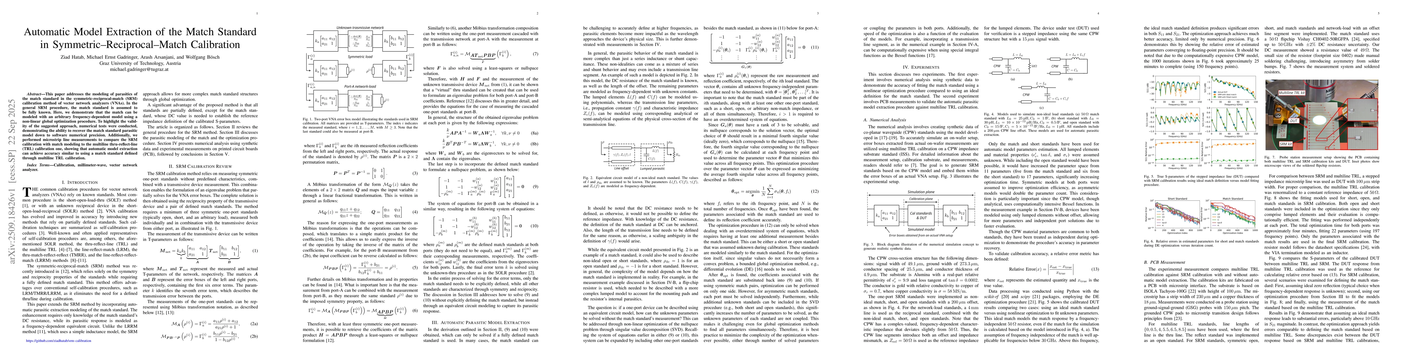 Thumbnail for Automatic Model Extraction of the Match Standard in
  Symmetric--Reciprocal--Match Calibration