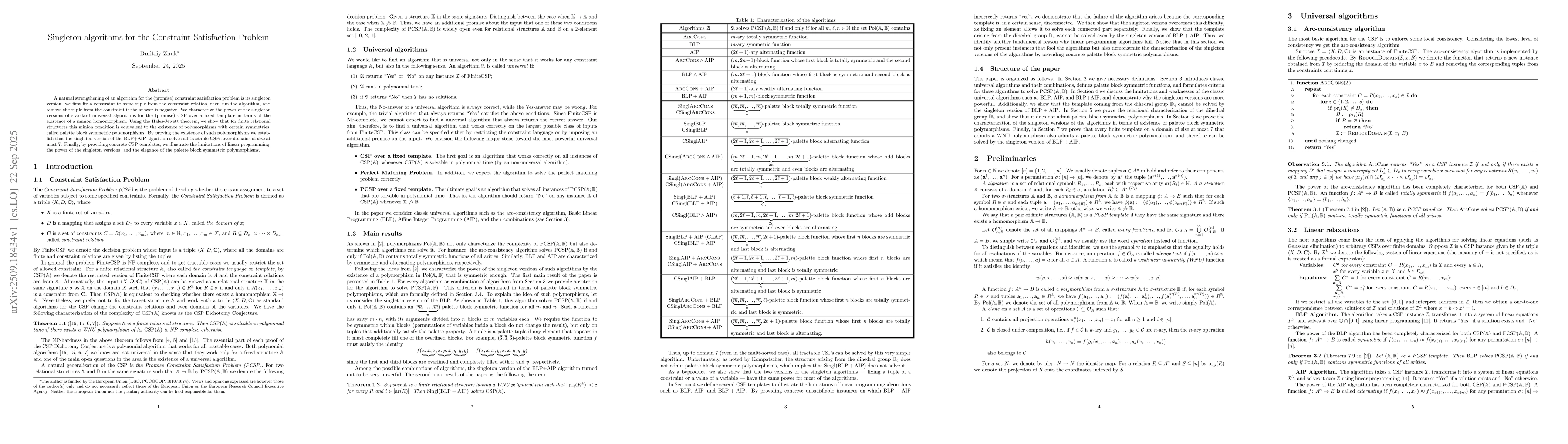 Thumbnail for Singleton algorithms for the Constraint Satisfaction Problem