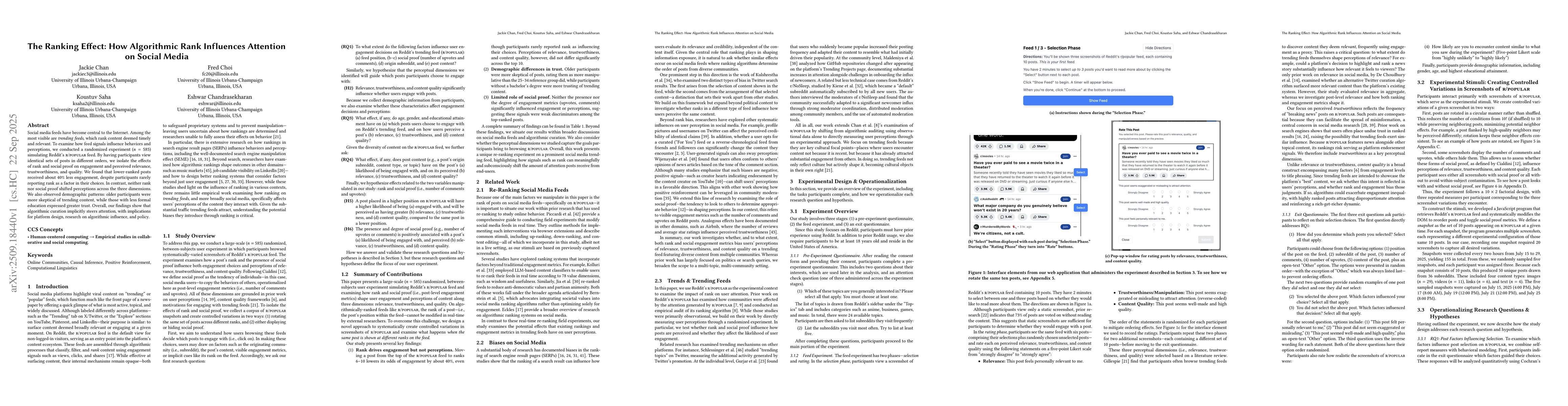 Thumbnail for The Ranking Effect: How Algorithmic Rank Influences Attention on Social
  Media