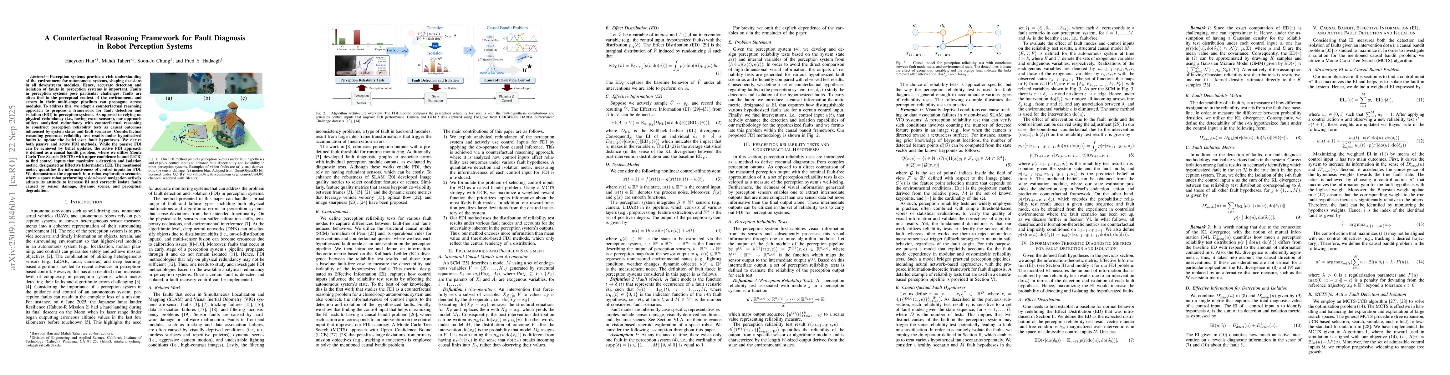 Thumbnail for A Counterfactual Reasoning Framework for Fault Diagnosis in Robot
  Perception Systems