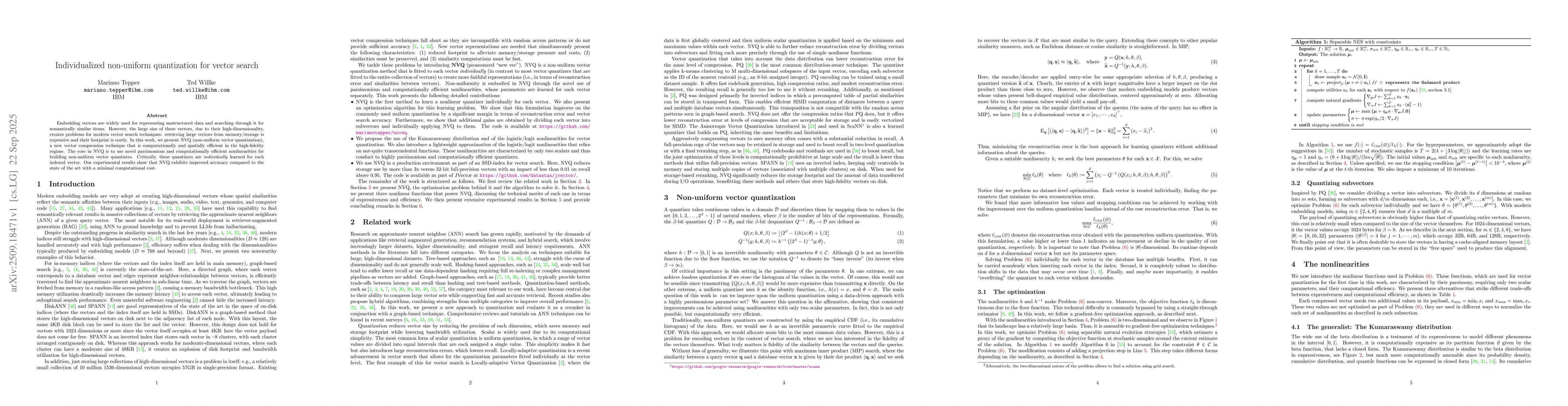 Thumbnail for Individualized non-uniform quantization for vector search