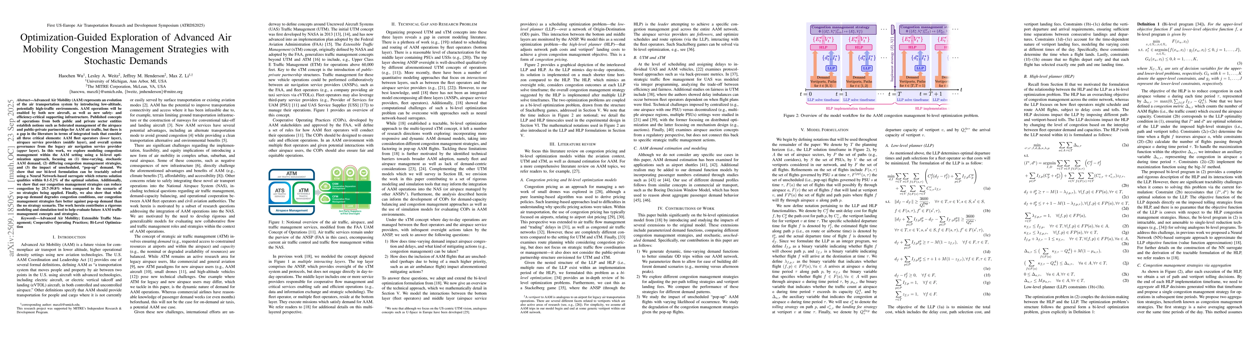 Thumbnail for Optimization-Guided Exploration of Advanced Air Mobility Congestion
  Management Strategies with Stochastic Demands