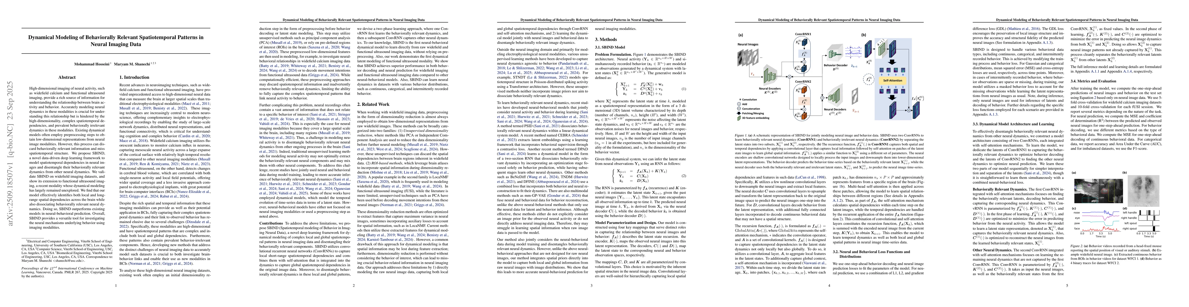 Thumbnail for Dynamical Modeling of Behaviorally Relevant Spatiotemporal Patterns in
  Neural Imaging Data