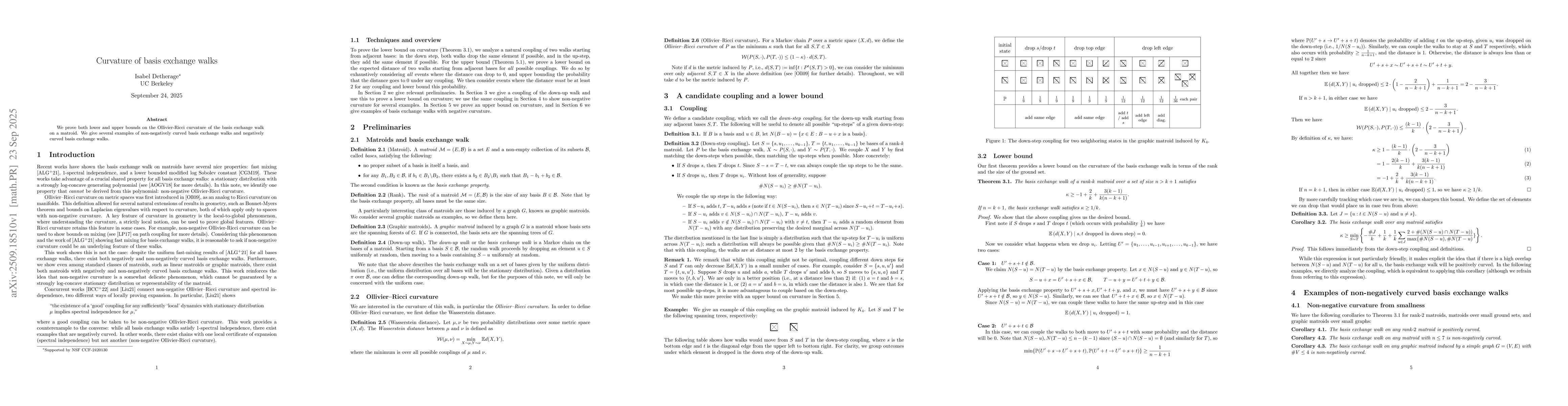 Thumbnail for Curvature of basis exchange walks