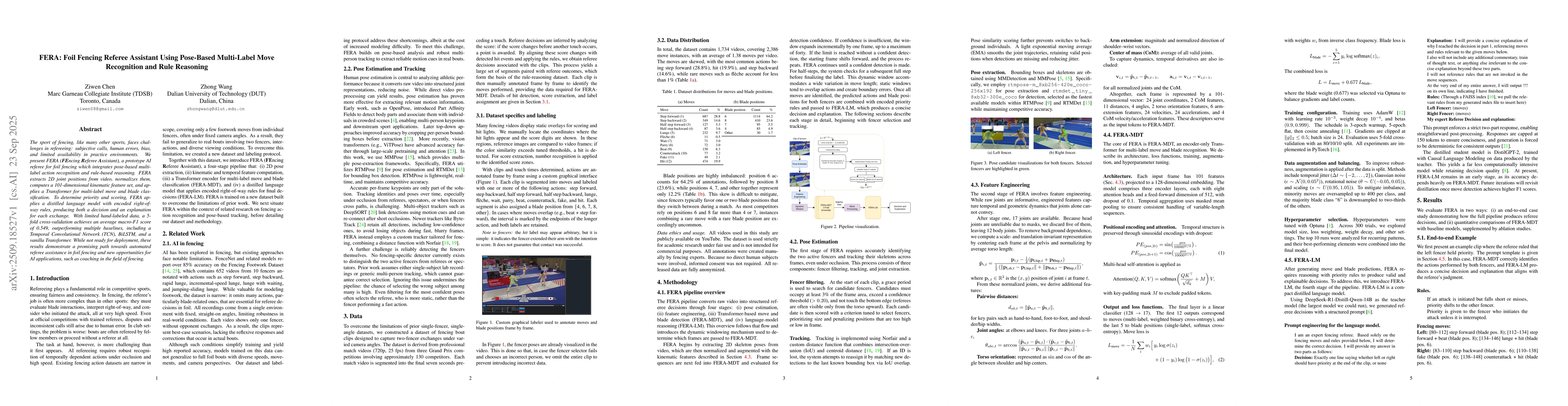 Thumbnail for FERA: Foil Fencing Referee Assistant Using Pose-Based Multi-Label Move
  Recognition and Rule Reasoning