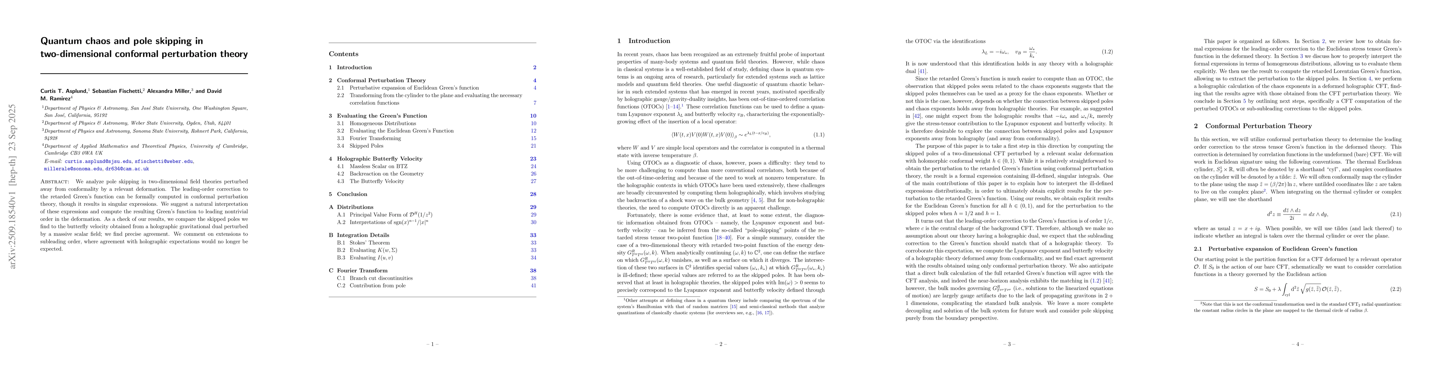 Thumbnail for Quantum chaos and pole skipping in two-dimensional conformal
  perturbation theory