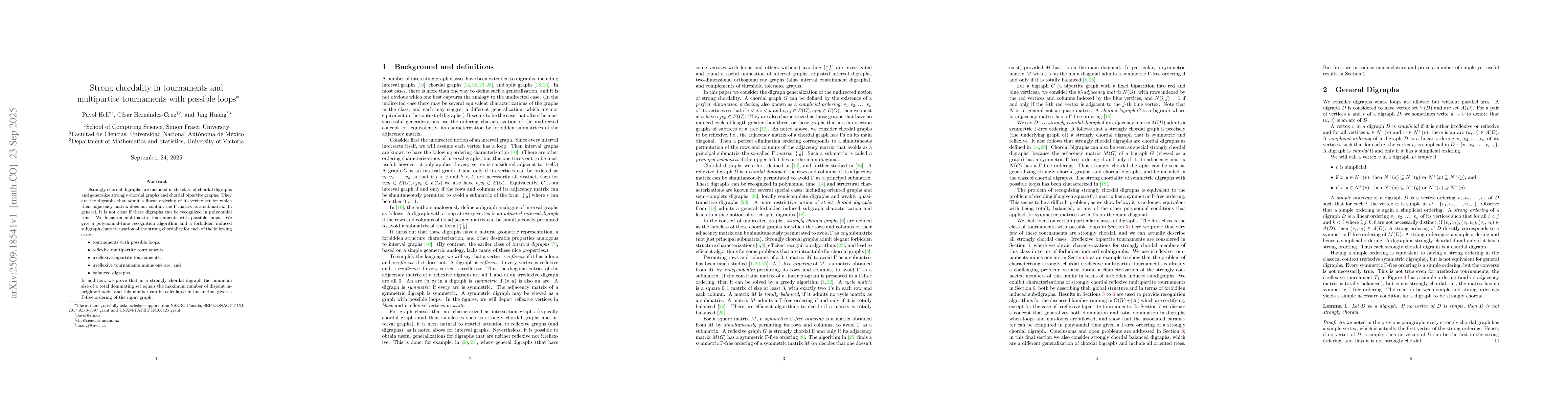 Thumbnail for Strong chordality in tournaments and multipartite tournaments with
  possible loops