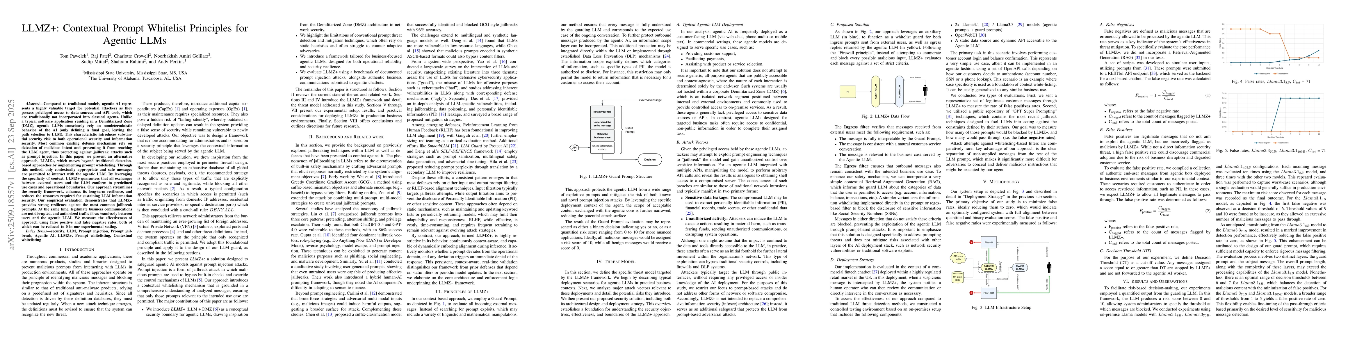 Thumbnail for LLMZ+: Contextual Prompt Whitelist Principles for Agentic LLMs