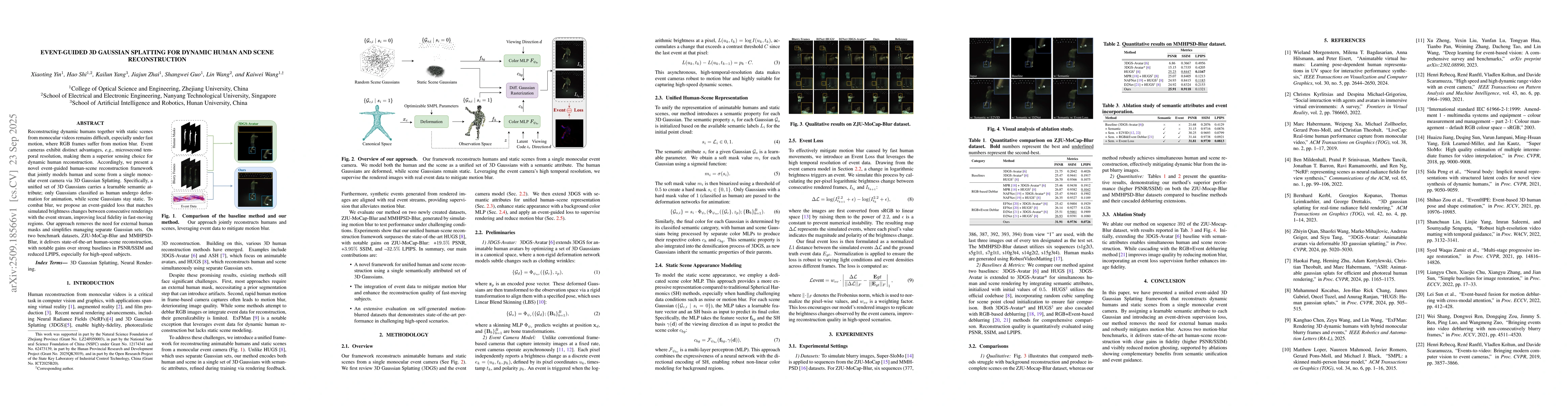 Thumbnail for Event-guided 3D Gaussian Splatting for Dynamic Human and Scene
  Reconstruction