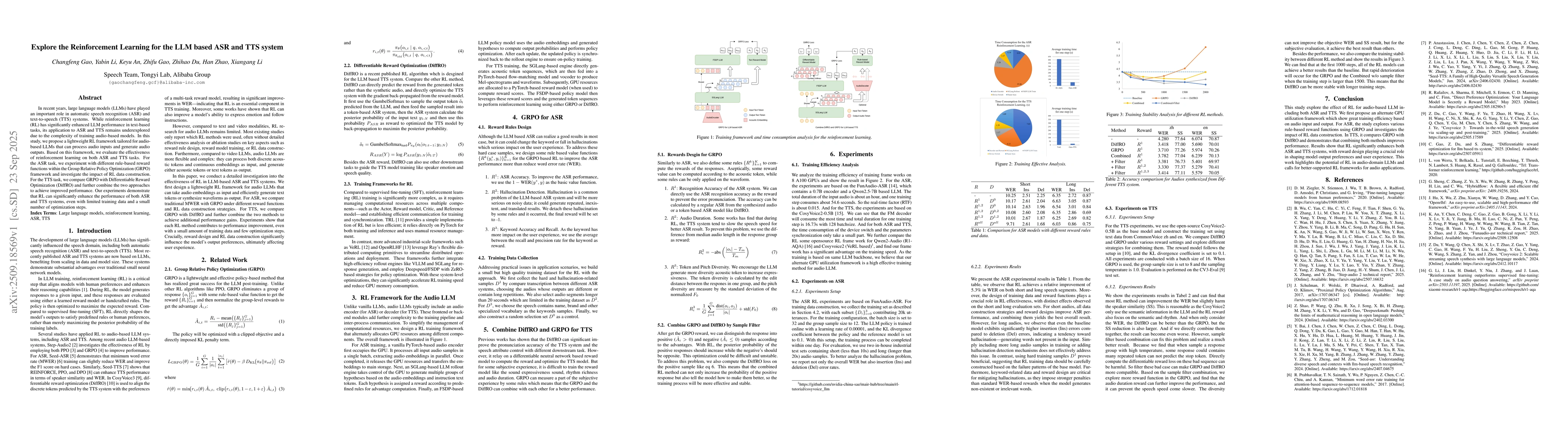 Thumbnail for Explore the Reinforcement Learning for the LLM based ASR and TTS system