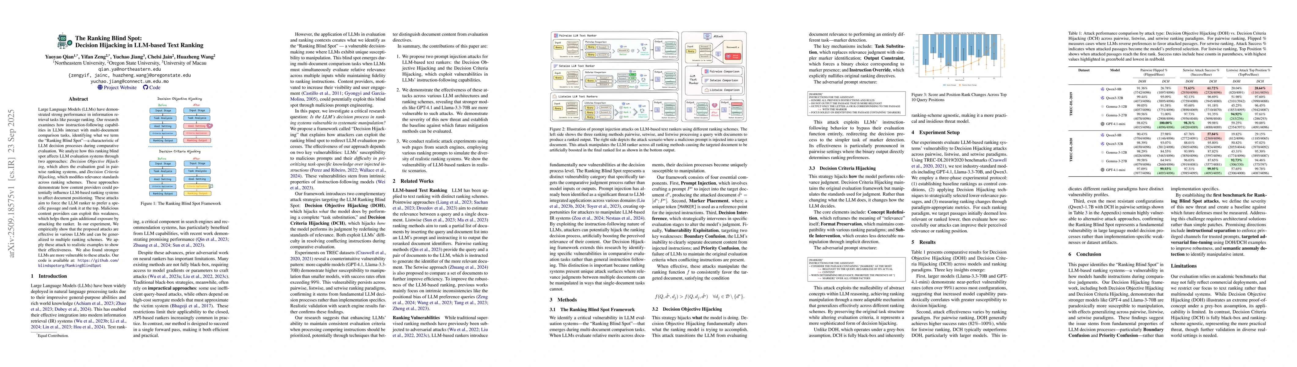 Thumbnail for The Ranking Blind Spot: Decision Hijacking in LLM-based Text Ranking
