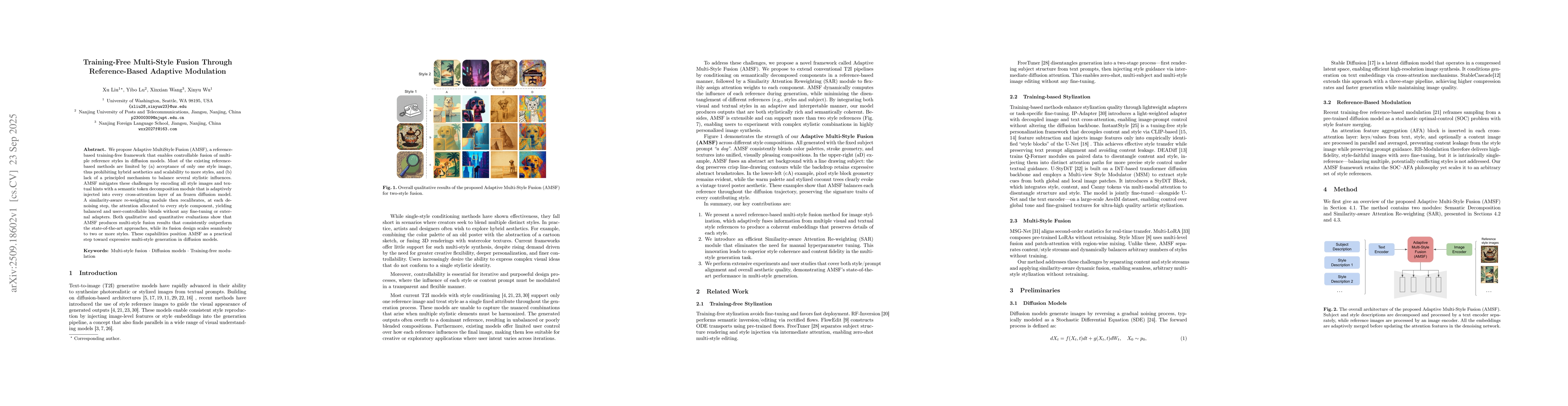 Thumbnail for Training-Free Multi-Style Fusion Through Reference-Based Adaptive
  Modulation