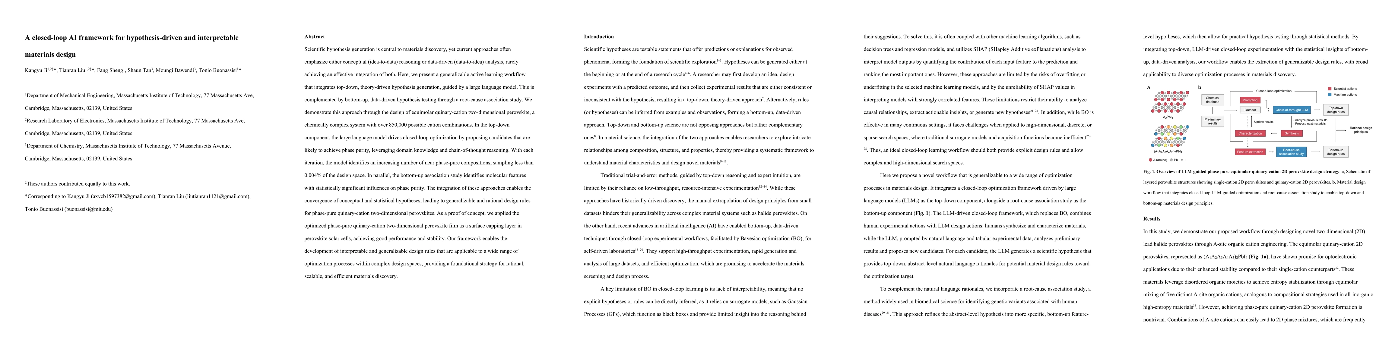 Thumbnail for A closed-loop AI framework for hypothesis-driven and interpretable
  materials design