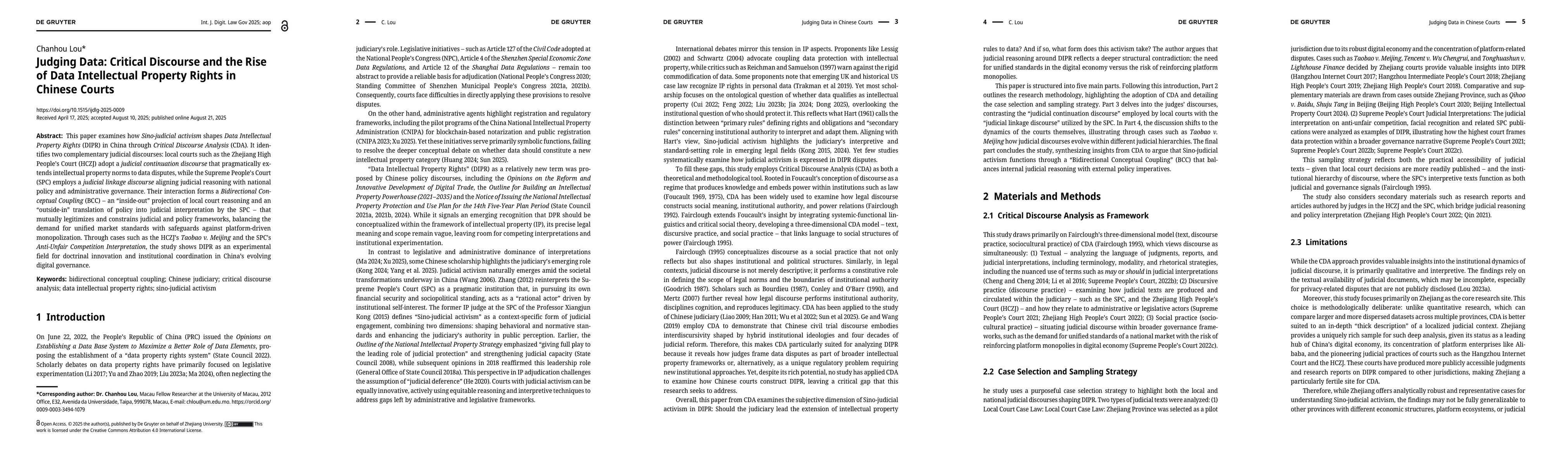 Thumbnail for Judging Data: Critical Discourse and the Rise of Data Intellectual
  Property Rights in Chinese Courts