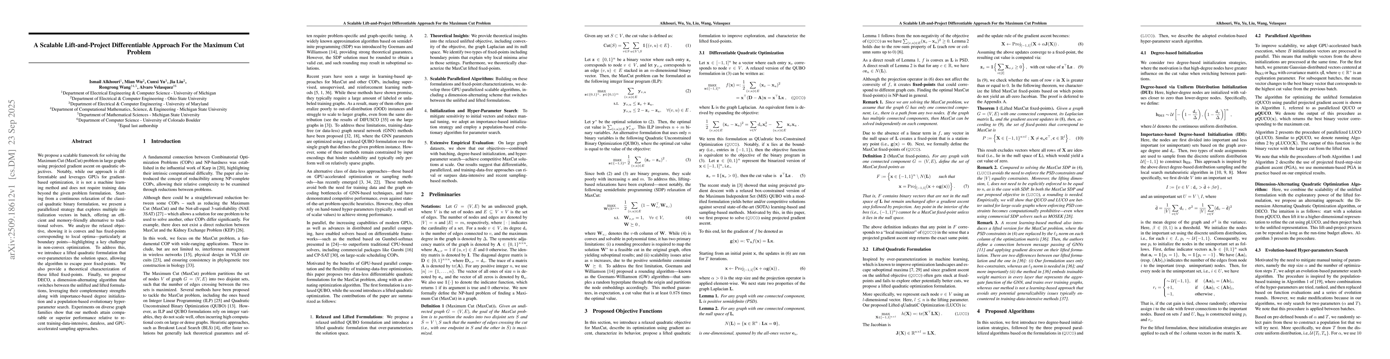 Thumbnail for A Scalable Lift-and-Project Differentiable Approach For the Maximum Cut
  Problem