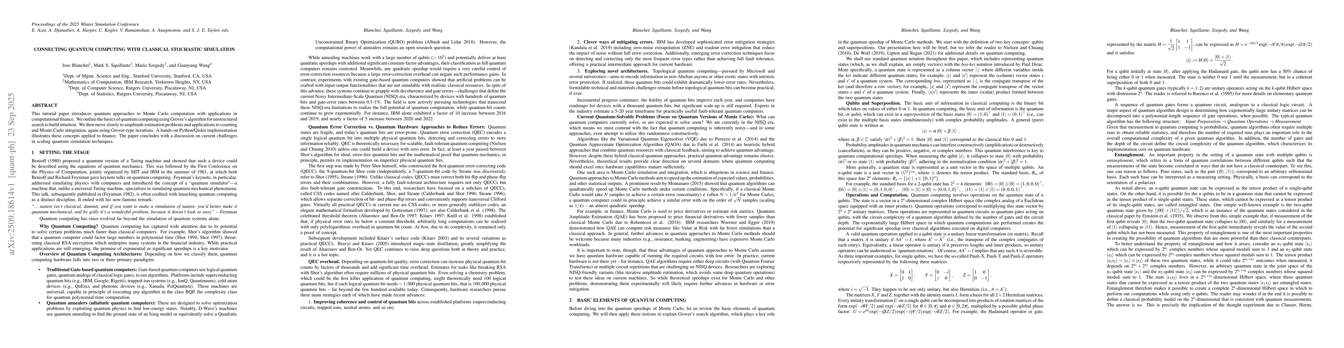 Thumbnail for Connecting Quantum Computing with Classical Stochastic Simulation