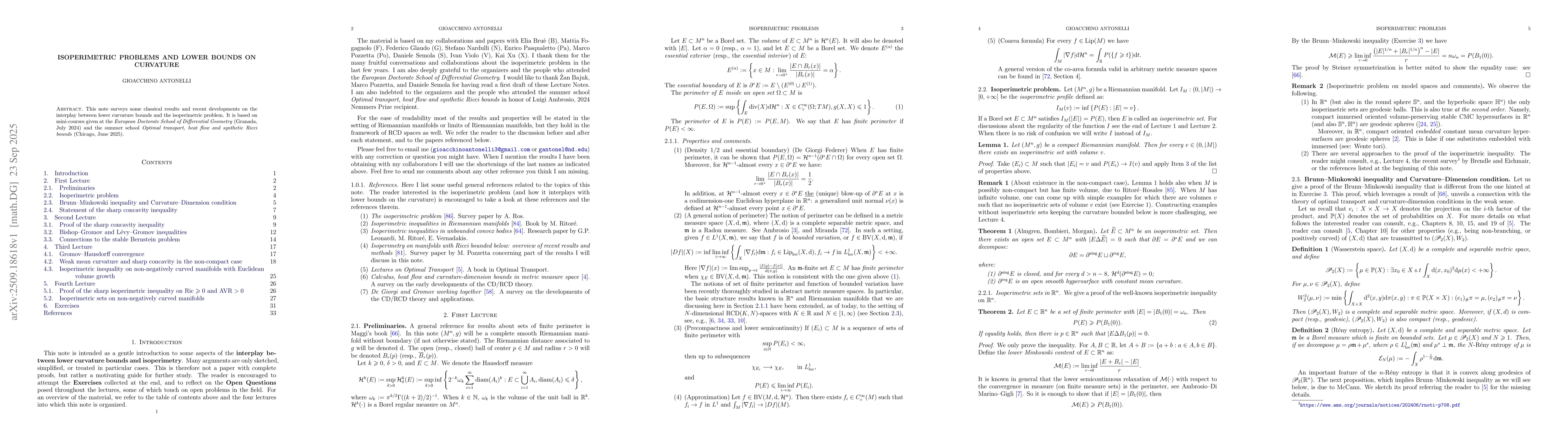 Thumbnail for Isoperimetric problems and lower bounds on curvature
