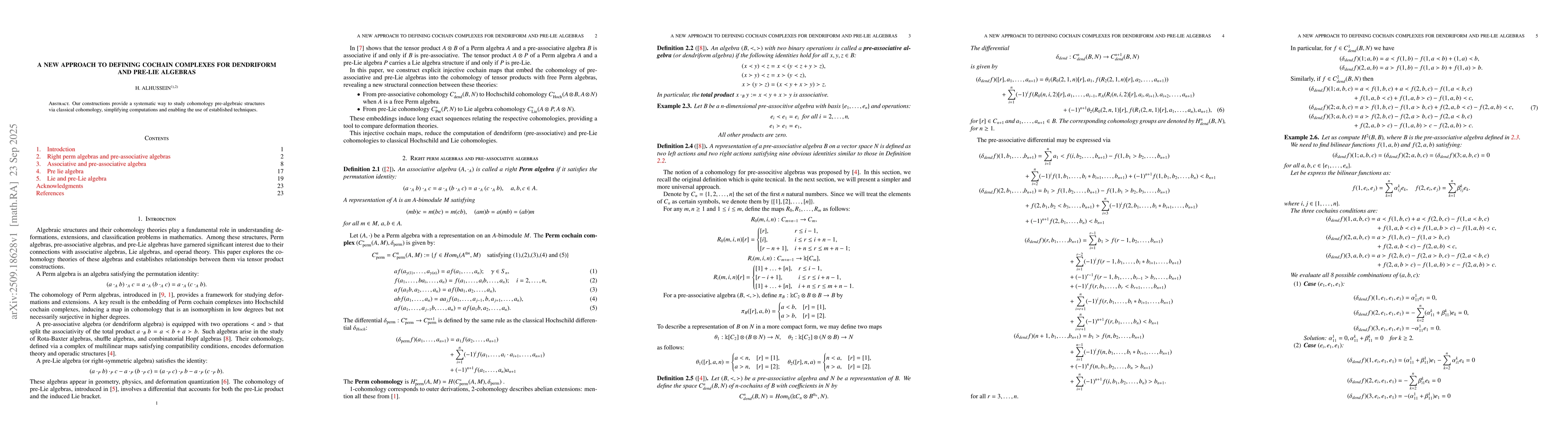 Thumbnail for A New Approach to Defining Cochain Complexes for Dendriform and Pre-Lie
  Algebras