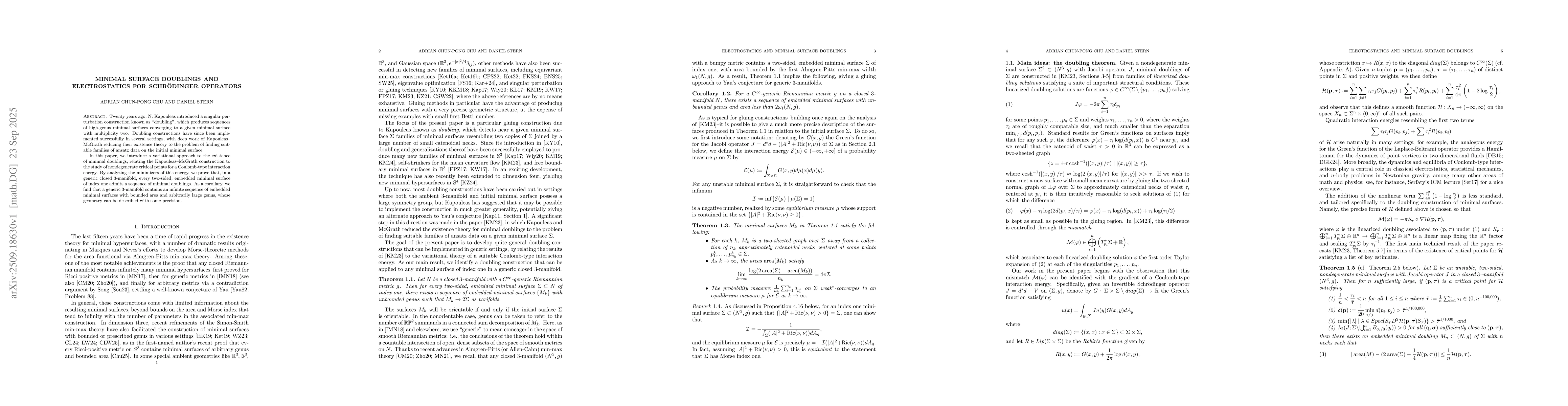 Thumbnail for Minimal surface doublings and electrostatics for Schrödinger operators