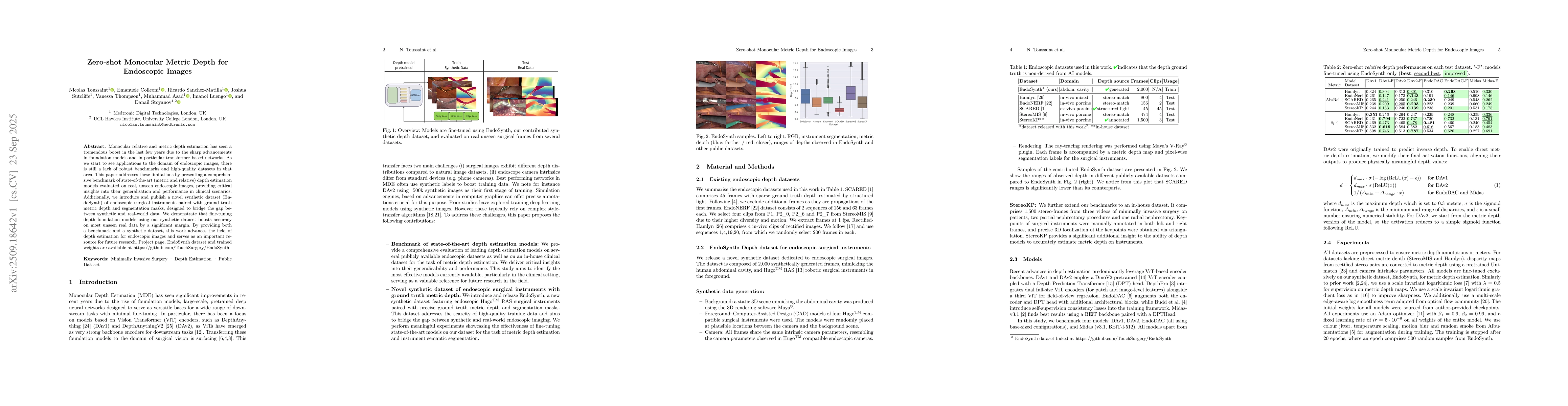 Thumbnail for Zero-shot Monocular Metric Depth for Endoscopic Images