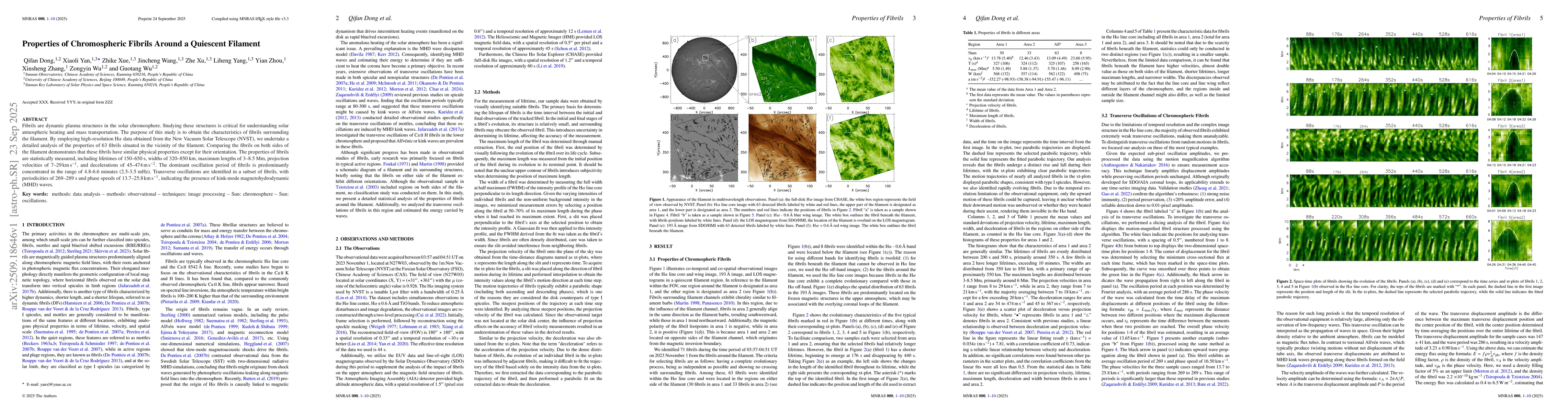 Thumbnail for Properties of Chromospheric Fibrils Around a Quiescent Filament