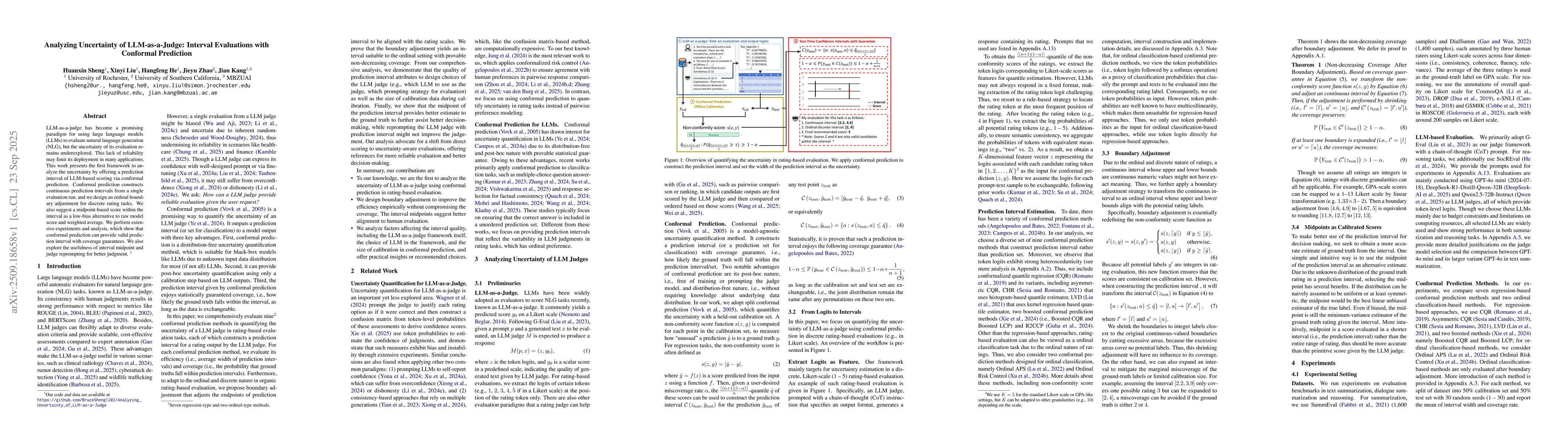 Thumbnail for Analyzing Uncertainty of LLM-as-a-Judge: Interval Evaluations with
  Conformal Prediction