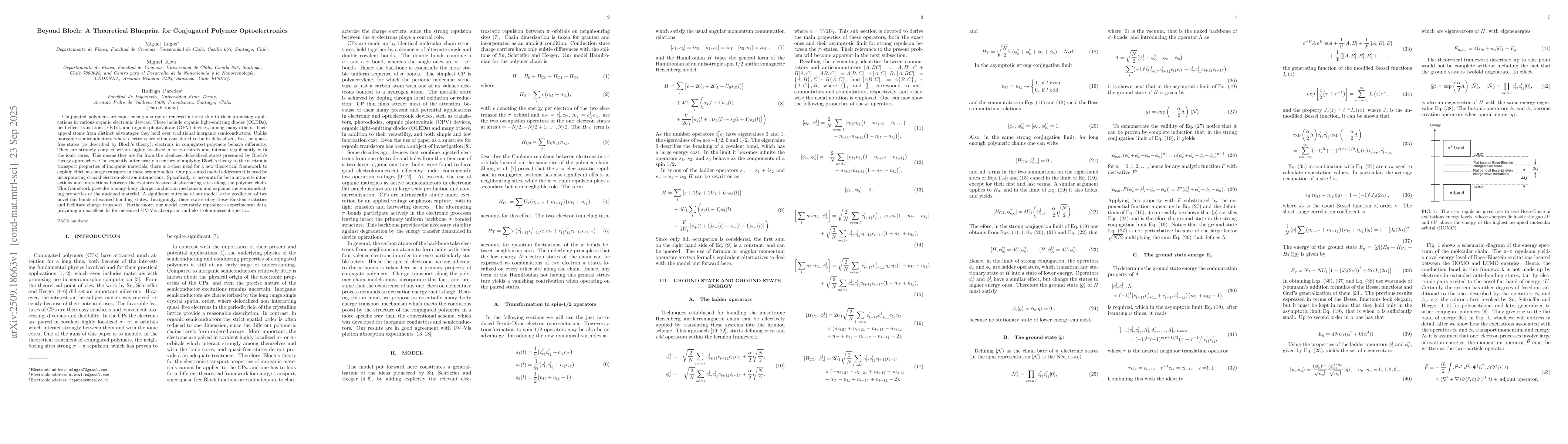 Thumbnail for Beyond Bloch: A Theoretical Blueprint for Conjugated Polymer
  Optoelectronics