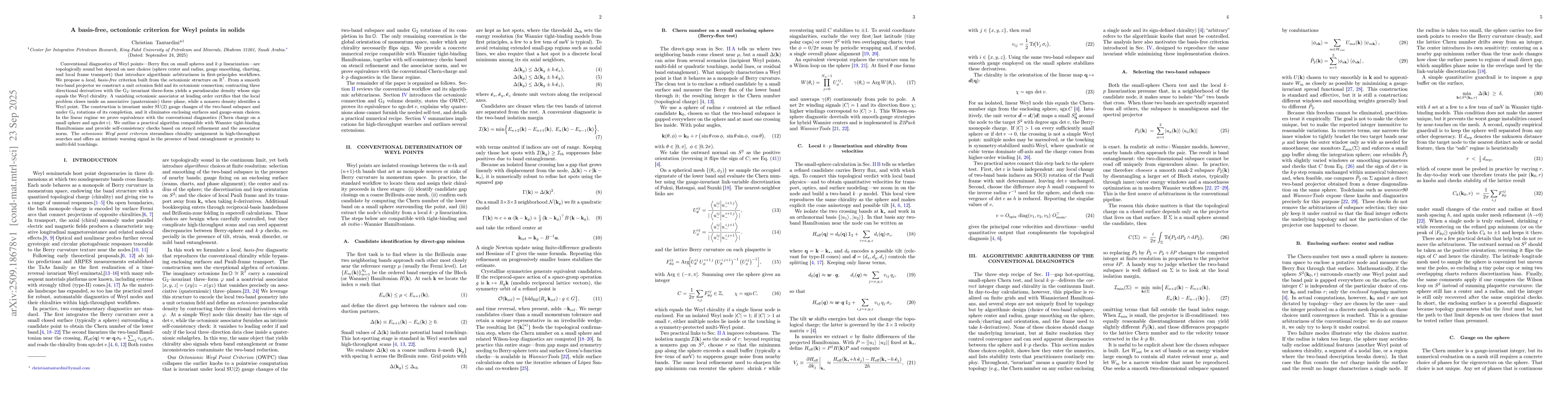 Thumbnail for A basis-free, octonionic criterion for Weyl points in solids