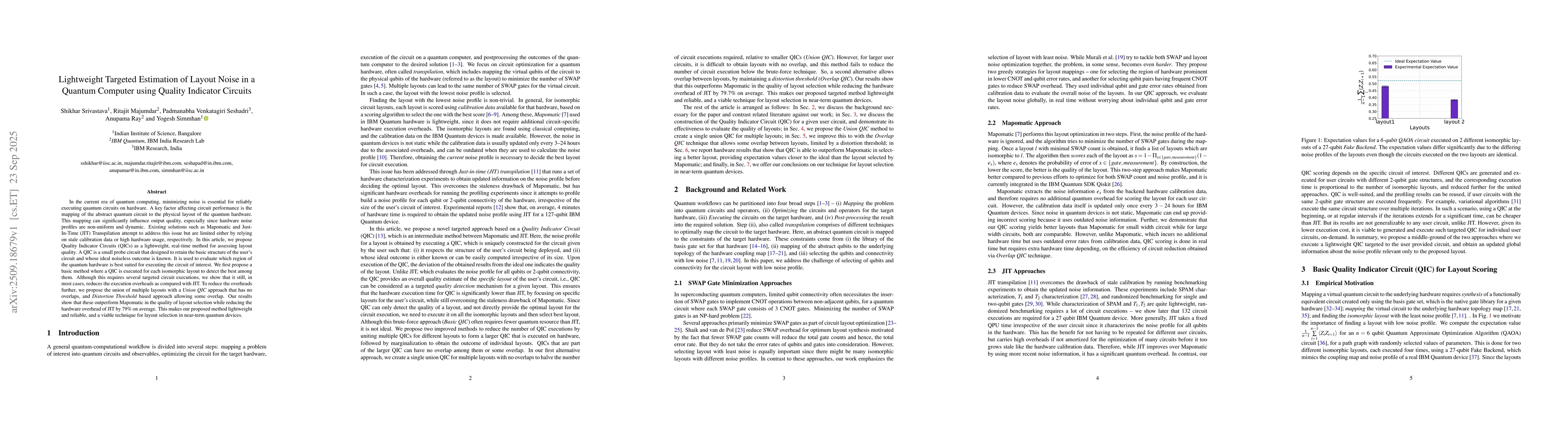 Thumbnail for Lightweight Targeted Estimation of Layout Noise in a Quantum Computer
  using Quality Indicator Circuits