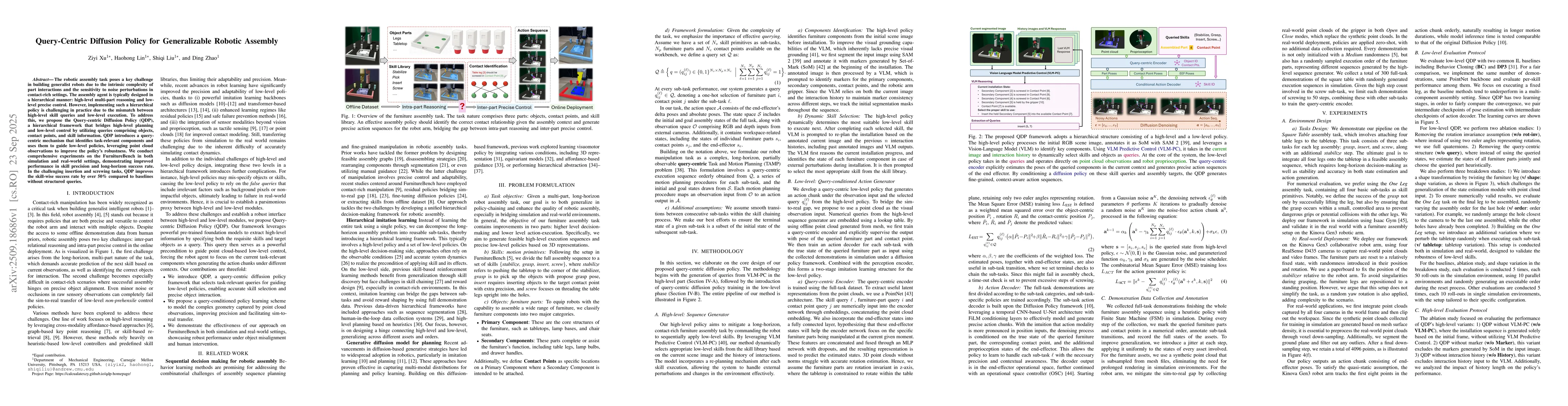 Thumbnail for Query-Centric Diffusion Policy for Generalizable Robotic Assembly