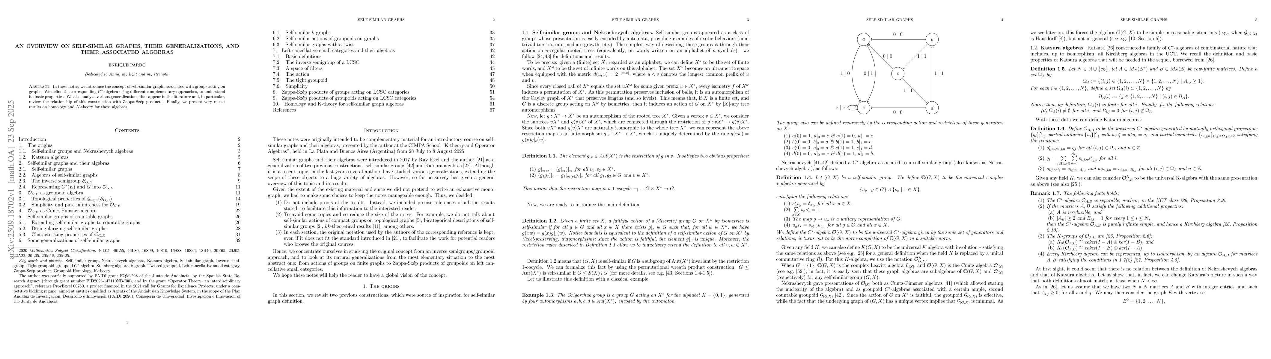Thumbnail for An overview on self-similar graphs, their generalizations, and their
  associated algebras