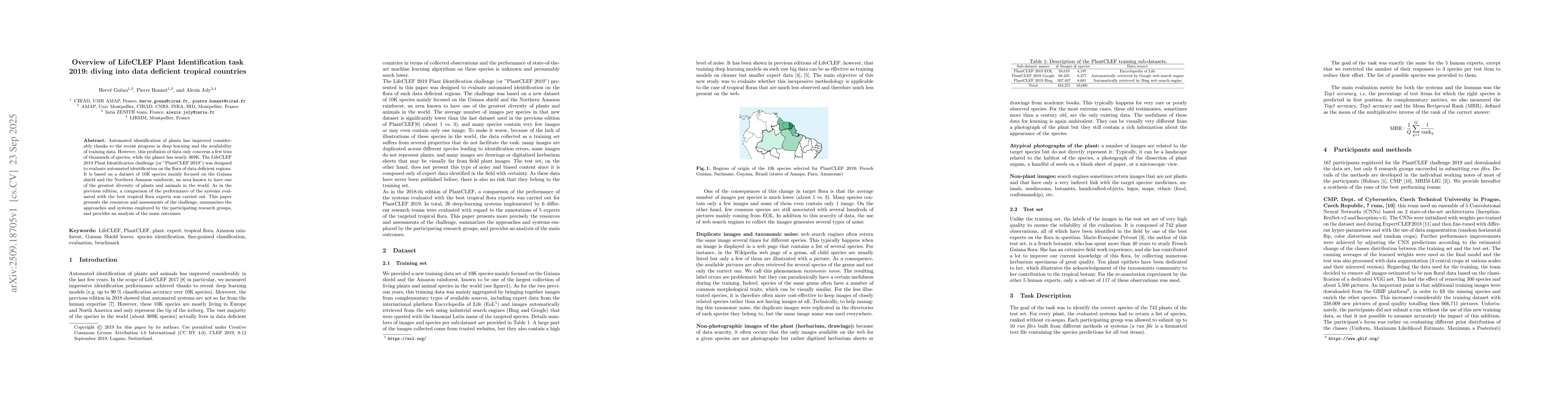 Thumbnail for Overview of LifeCLEF Plant Identification task 2019: diving into data
  deficient tropical countries