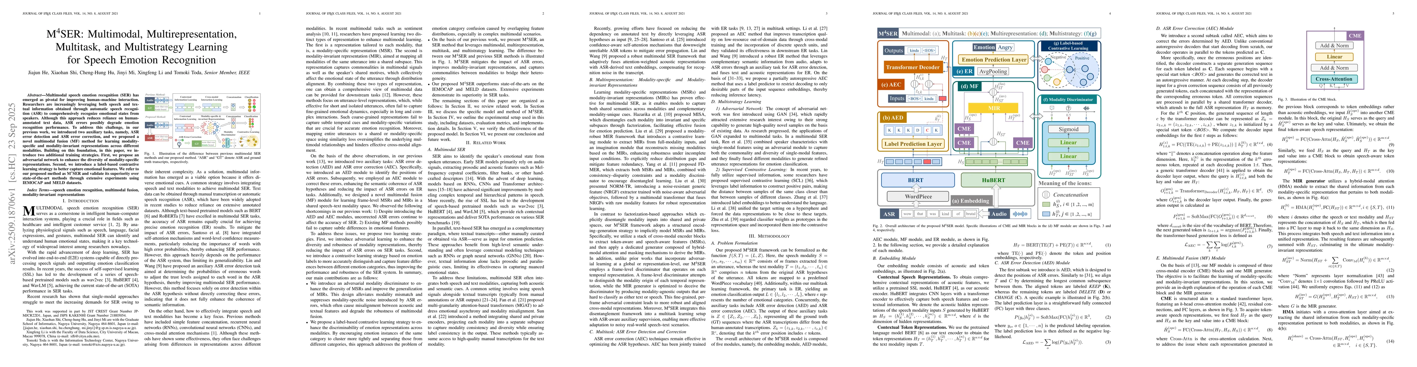 Thumbnail for M4SER: Multimodal, Multirepresentation, Multitask, and Multistrategy
  Learning for Speech Emotion Recognition