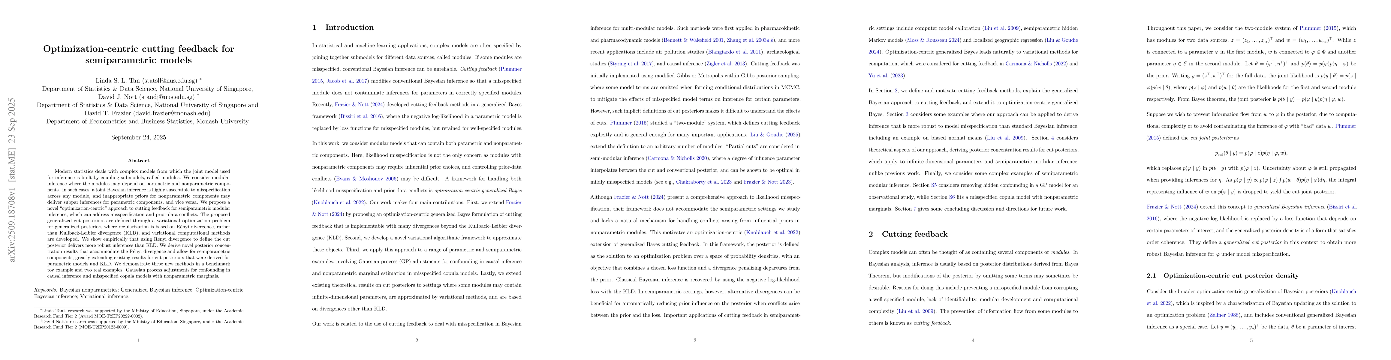 Thumbnail for Optimization-centric cutting feedback for semiparametric models